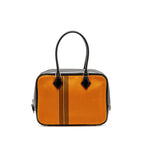 Hermes plume 28 fabric / leather orange / black SHW
