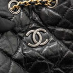 Chanel Gabrielle Backpack Aged Calfskin BLACK Multicolour Hardware