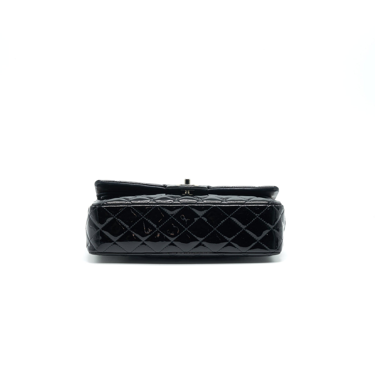CHANEL PATENT LEATHER MEDIUM CLASSIC DOUBLE FLAP BAG BLACK SHW