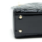 DIOR MINI LADY DIOR PATENT LEATHER BLACK WITH GHW