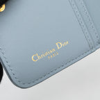 DIOR CARO SCARLET ZIPPED WALLET CANNAGE CALFSKIN CLOUD BLUE GHW