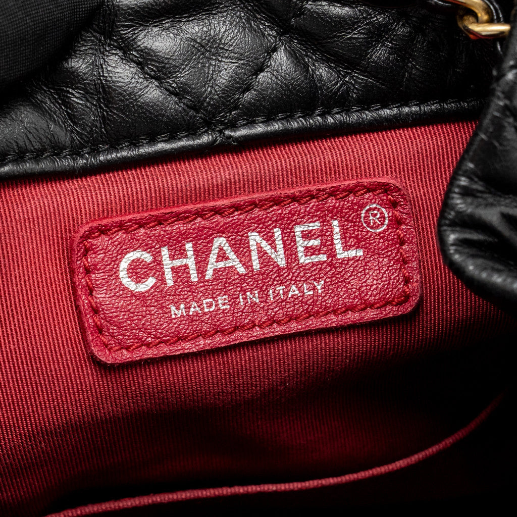 Chanel Gabrielle Backpack Aged Calfskin BLACK Multicolour Hardware