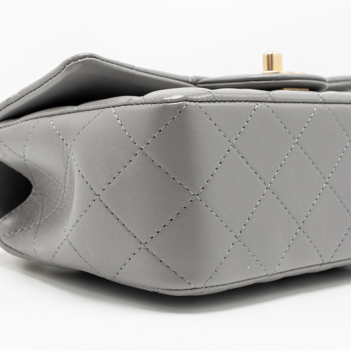 Chanel 22B Metal Top Handle Mini Rectangular Flap Bag Lambskin Grey GHW (Microchip)