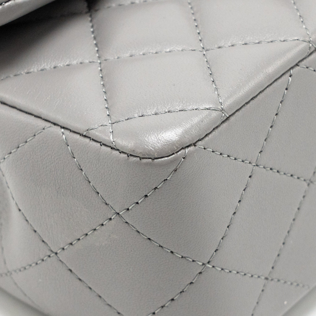 Chanel 22B Metal Top Handle Mini Rectangular Flap Bag Lambskin Grey GHW (Microchip)