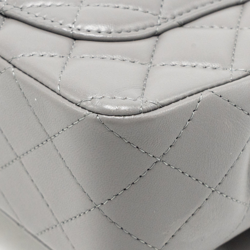 Chanel 22B Metal Top Handle Mini Rectangular Flap Bag Lambskin Grey GHW (Microchip)