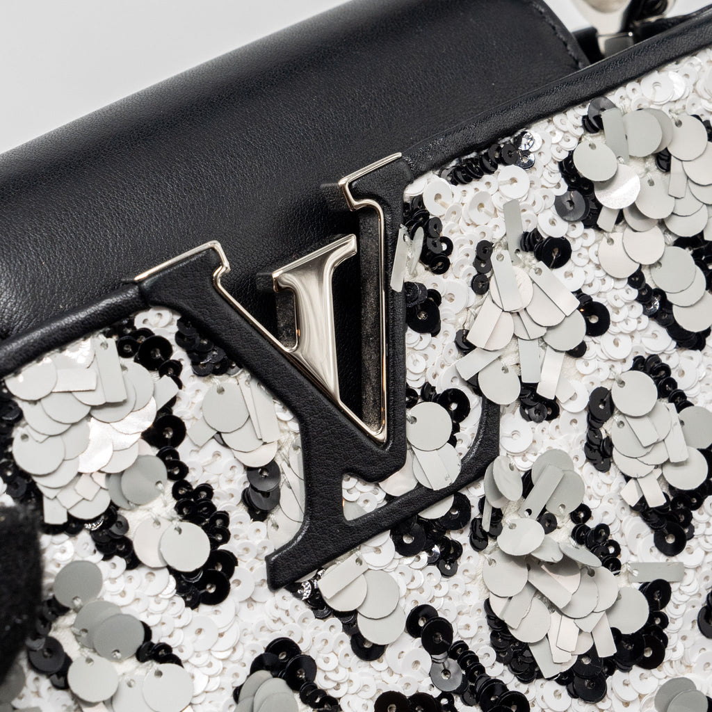 LOUIS VUITTON CAPUCINES MINI LIMITED EDITION SUQUIN / LEATHER MULTICOLOUR BLACK SHW