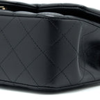CHANEL TOP HANDLE MINI RECTANGULAR FLAP BAG LAMBSKIN BLACK LGHW (MICROCHIP)