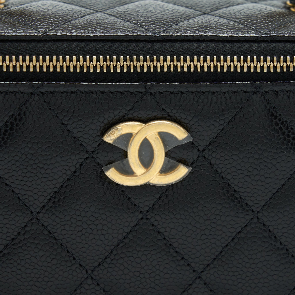 CHANEL 22S LETTER TOP HANDLE LONG VANITY CAVIAR BLACK GHW