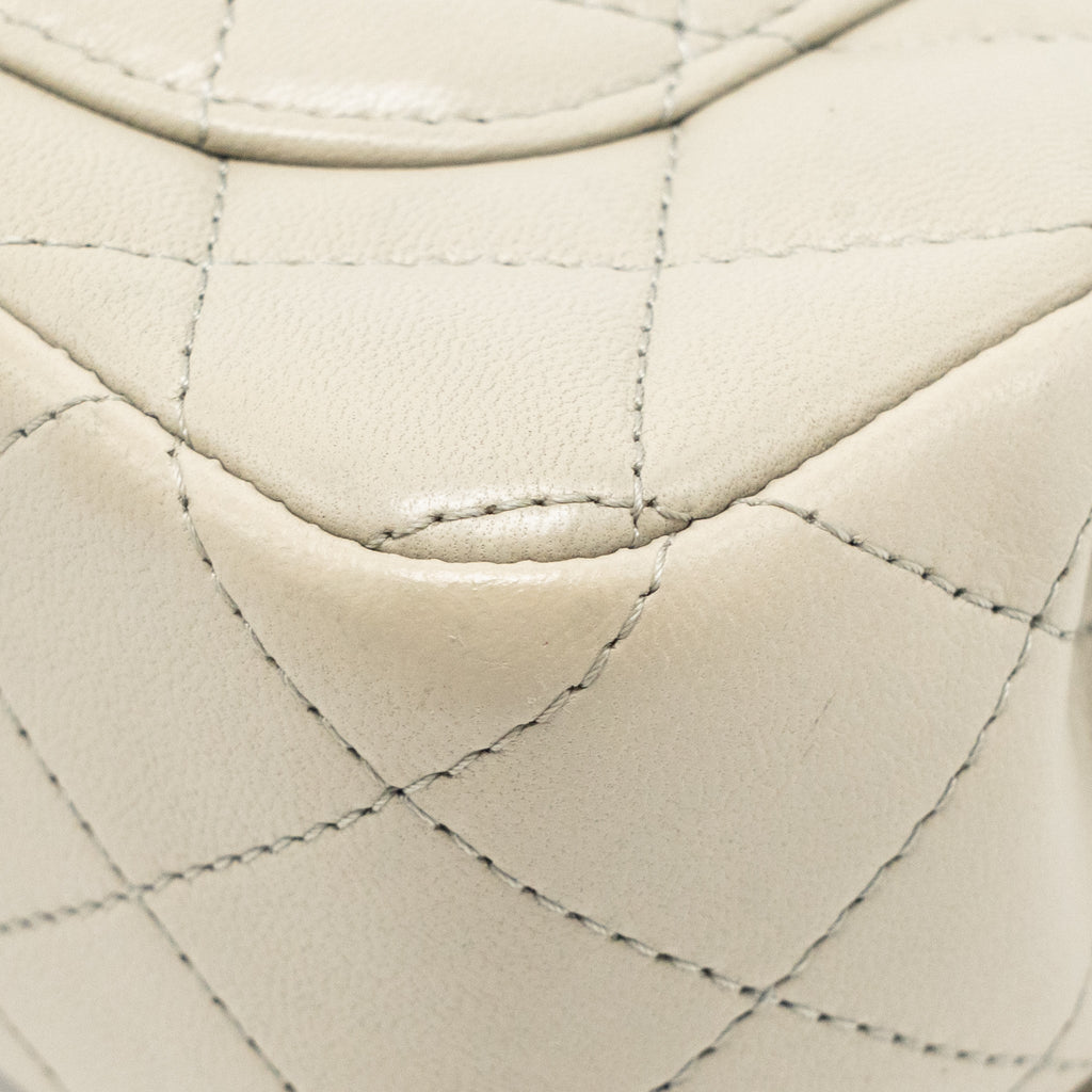 Chanel Mini Rectangular Flap Bag Lambskin Sage Grey LGHW (Microchip)