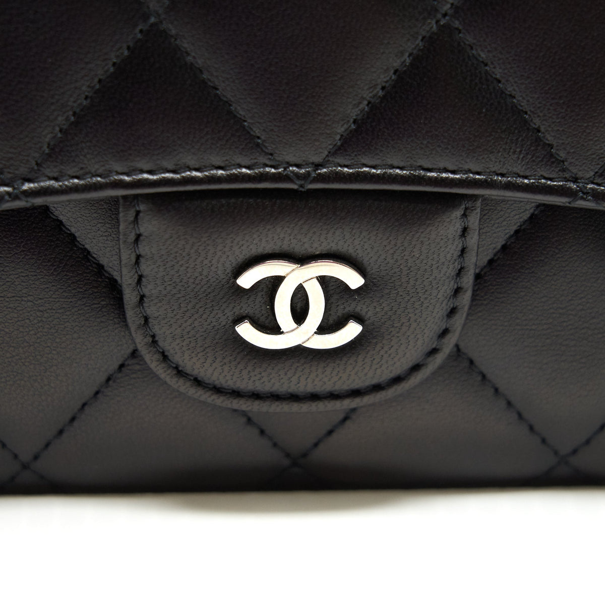CHANEL CLASSIC FLAP WALLET LAMBSKIN BLACK SHW