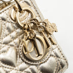 Dior Micro Lady Dior Limited Edition Heart Motif Cannage Lambskin Metallic Gold LGHW