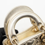 Dior Micro Lady Dior Limited Edition Heart Motif Cannage Lambskin Metallic Gold LGHW