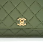 CHANEL 21B GREEN GHW PEARL CRUSH WALLET ON CHAIN