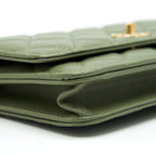 CHANEL 21B GREEN GHW PEARL CRUSH WALLET ON CHAIN