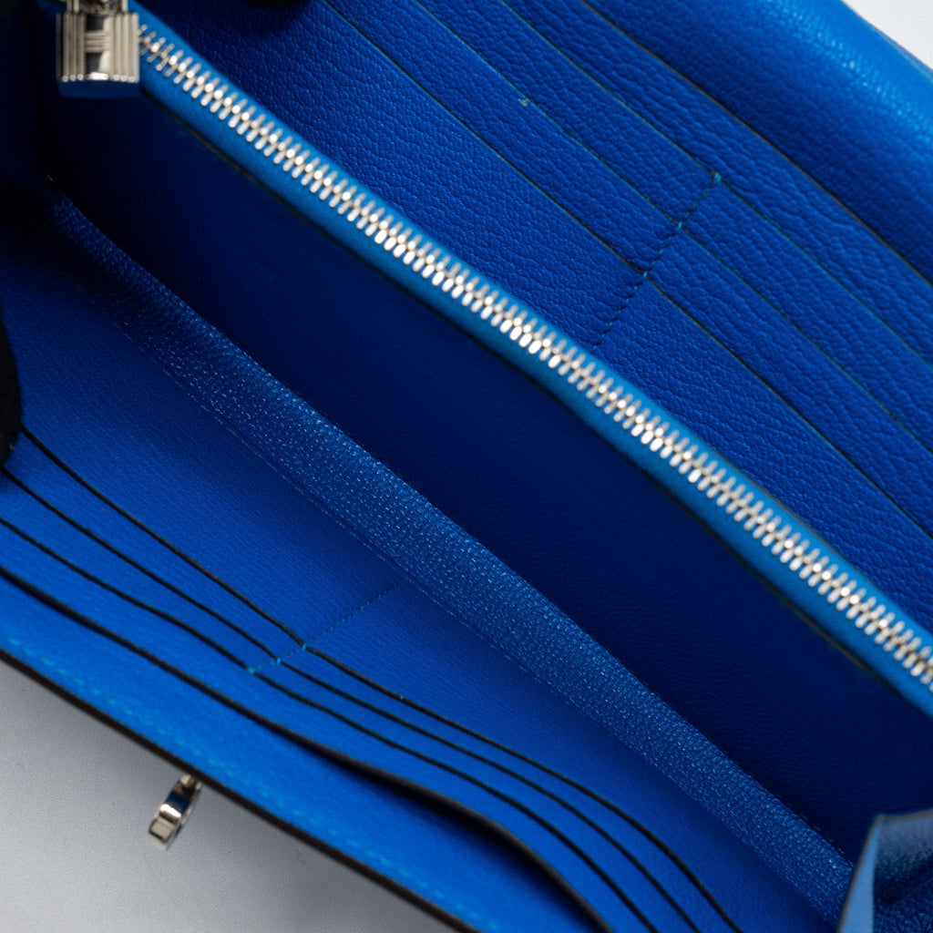 Hermes Kelly Classic Long Wallet Chèvre Mysore Blue Hydra SHW