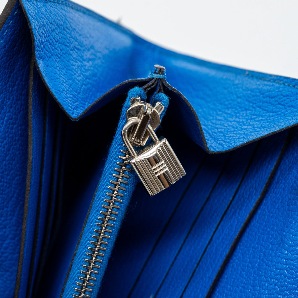 Hermes Kelly Classic Long Wallet Chèvre Mysore Blue Hydra SHW