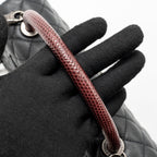 CHANEL MEDIUM COCO HANDLE CAVIAR/LIZARD HANDLE BLACK/BURGUNDY RUTHENIUM HARDWARE