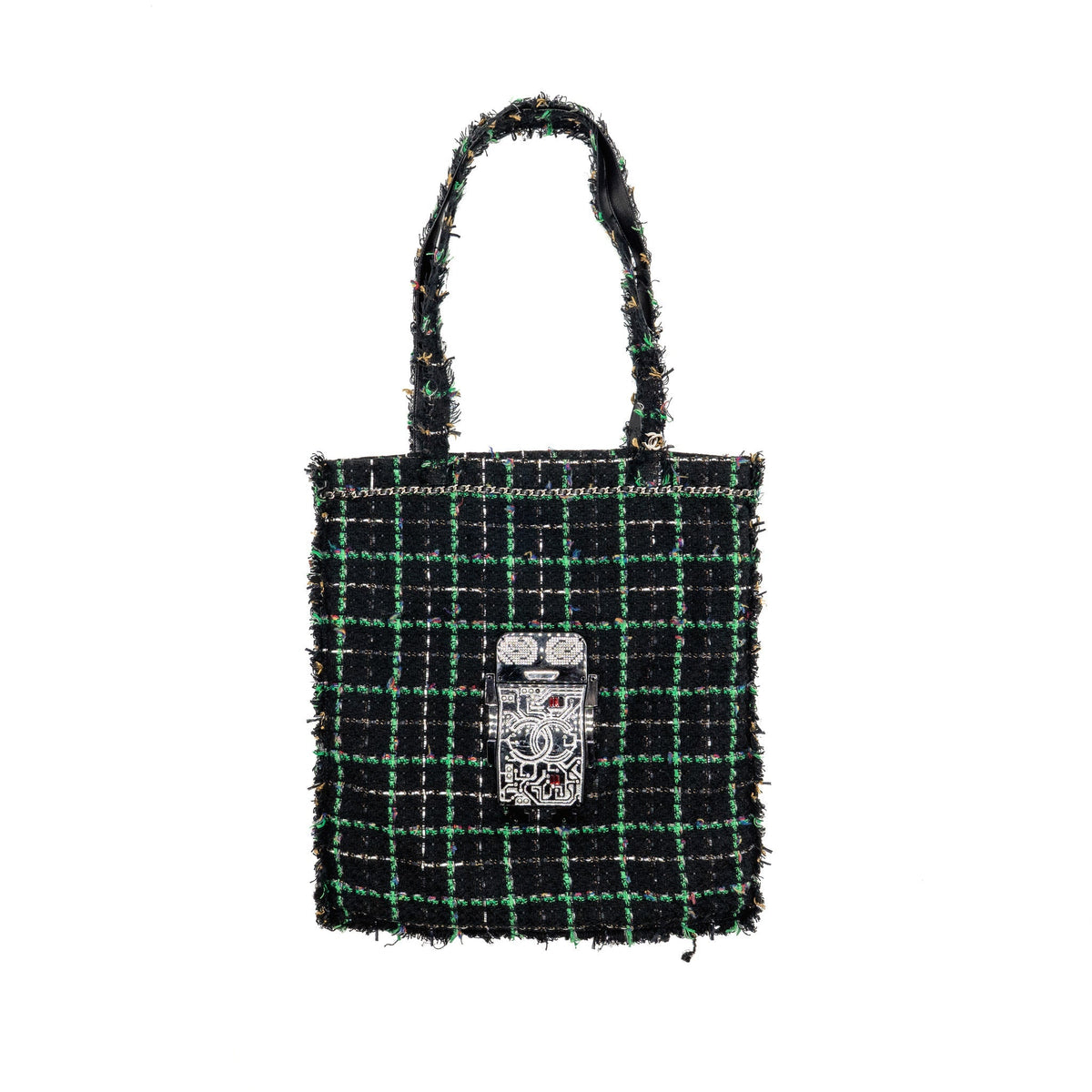 Chanel Robot Shopping Tote Bag Tweed Multicolour SHW