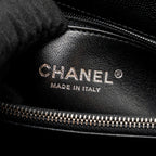 CHANEL MEDIUM COCO HANDLE CAVIAR/LIZARD HANDLE BLACK/BURGUNDY RUTHENIUM HARDWARE