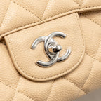 CHANEL JUMBO CLASSIC SINGLE FLAP BAG CAVIAR BEIGE SHW