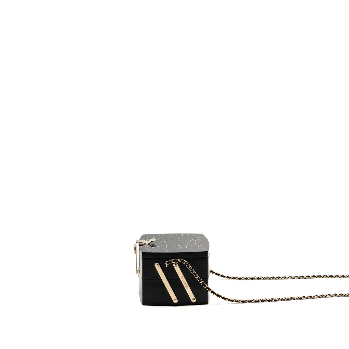 Chanel 2016 moonlight Minaudiere evening bag lucite / crystal black LGHW