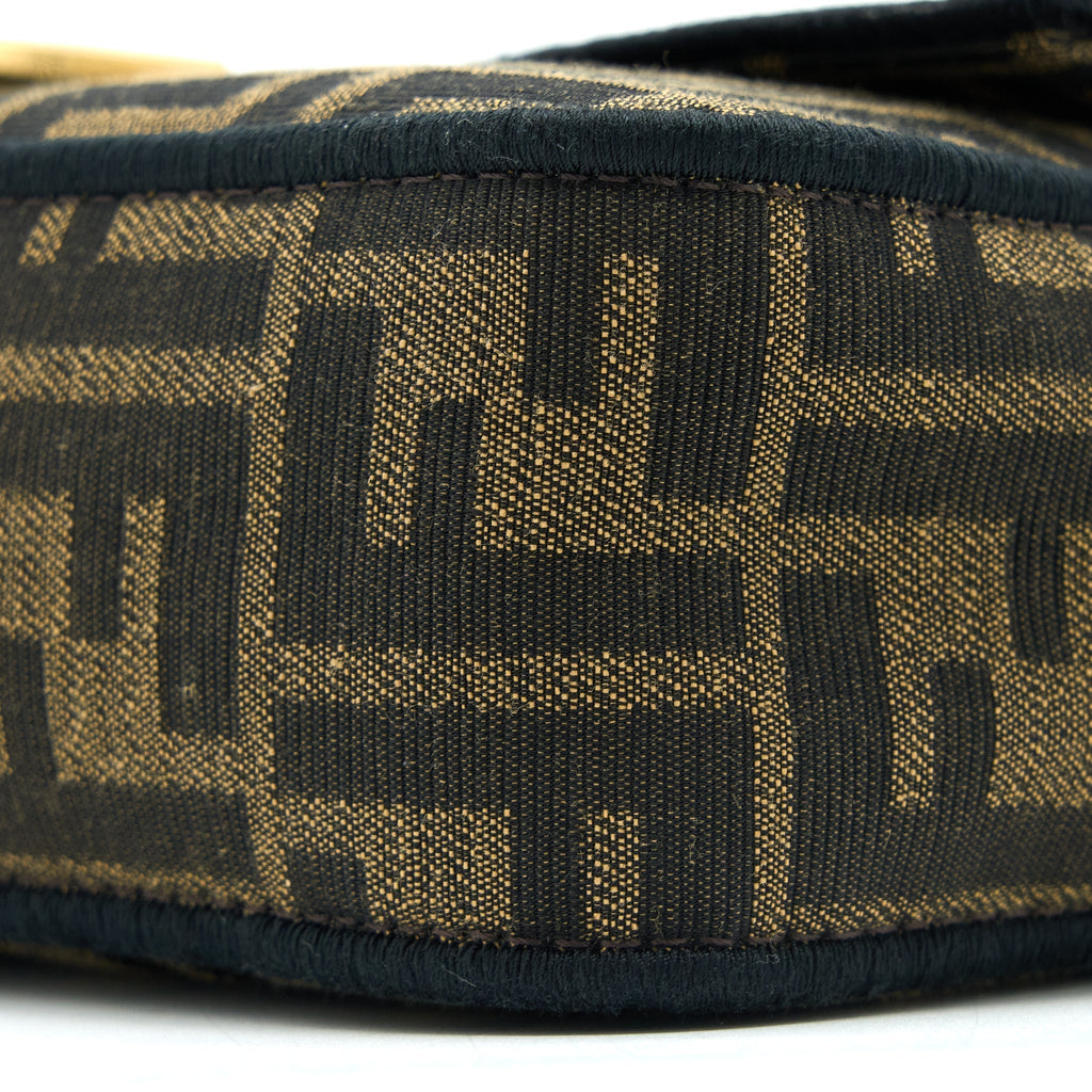 FENDI BAGUETTE BAG FF JACQUARD FABRIC BROWN GHW