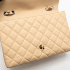 CHANEL JUMBO CLASSIC SINGLE FLAP BAG CAVIAR BEIGE SHW