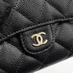 CHANEL COMPACT WALLET CAVIAR BLACK LGHW (MICROCHIP)