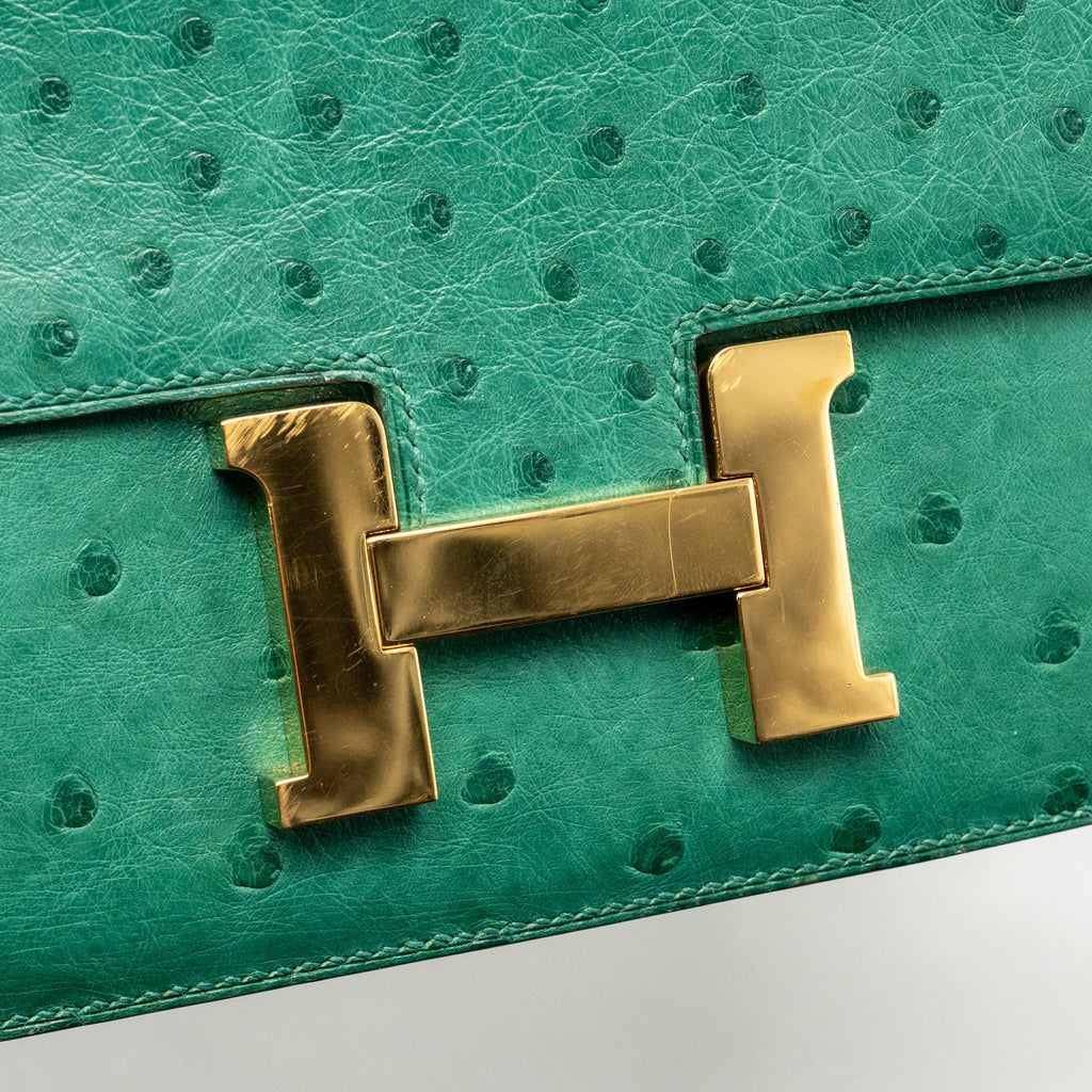 Hermes Mini Constance Ostrich Vert Vertigo GHW