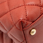 CHANEL LARGE COCO HANDLE WITH LIZARD HANDLE CAVIAR RED GHW