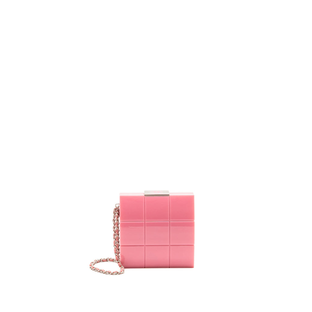 Chanel choco bar Minaudiere clutch pink SHW