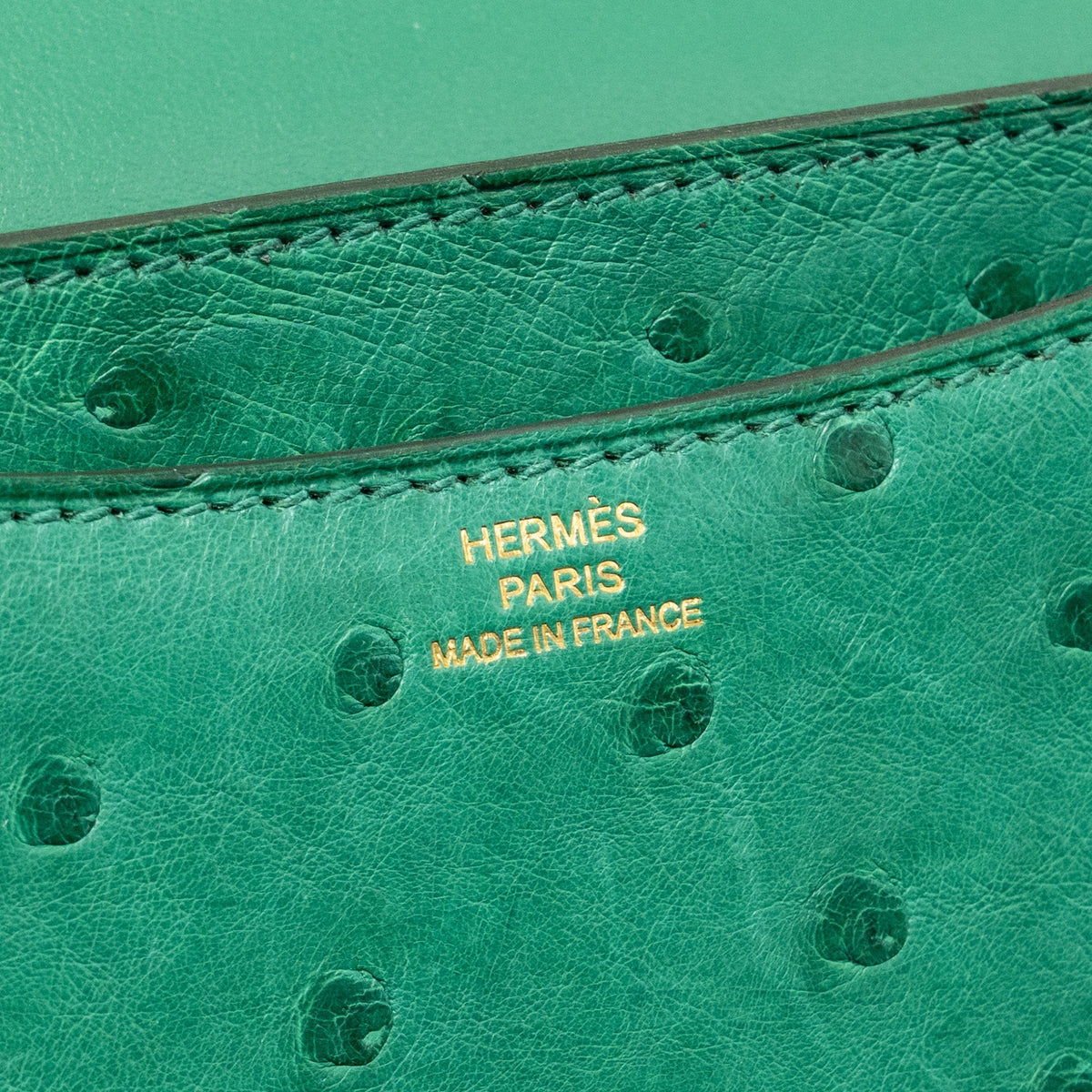 Hermes Mini Constance Ostrich Vert Vertigo GHW
