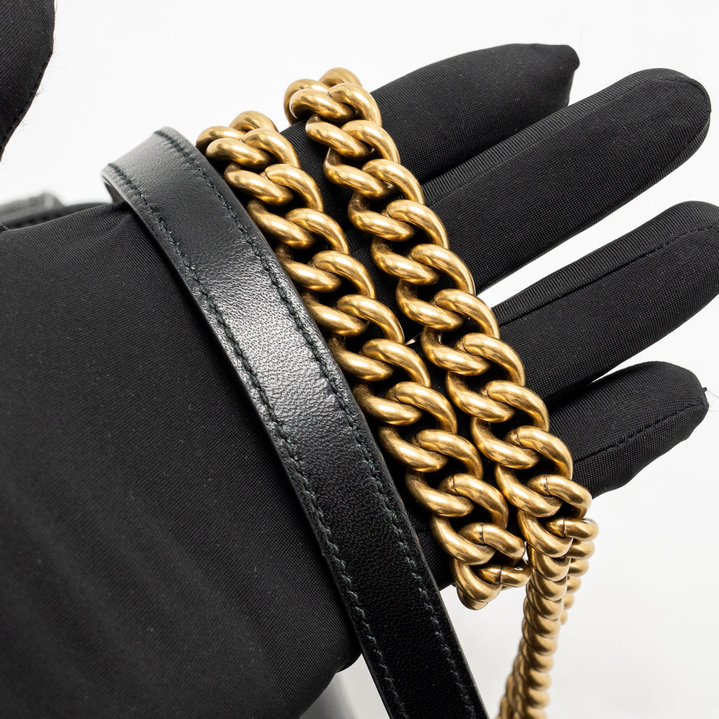 Gucci medium GG marmont studded matelasse shoulder bag lambskin black GHW