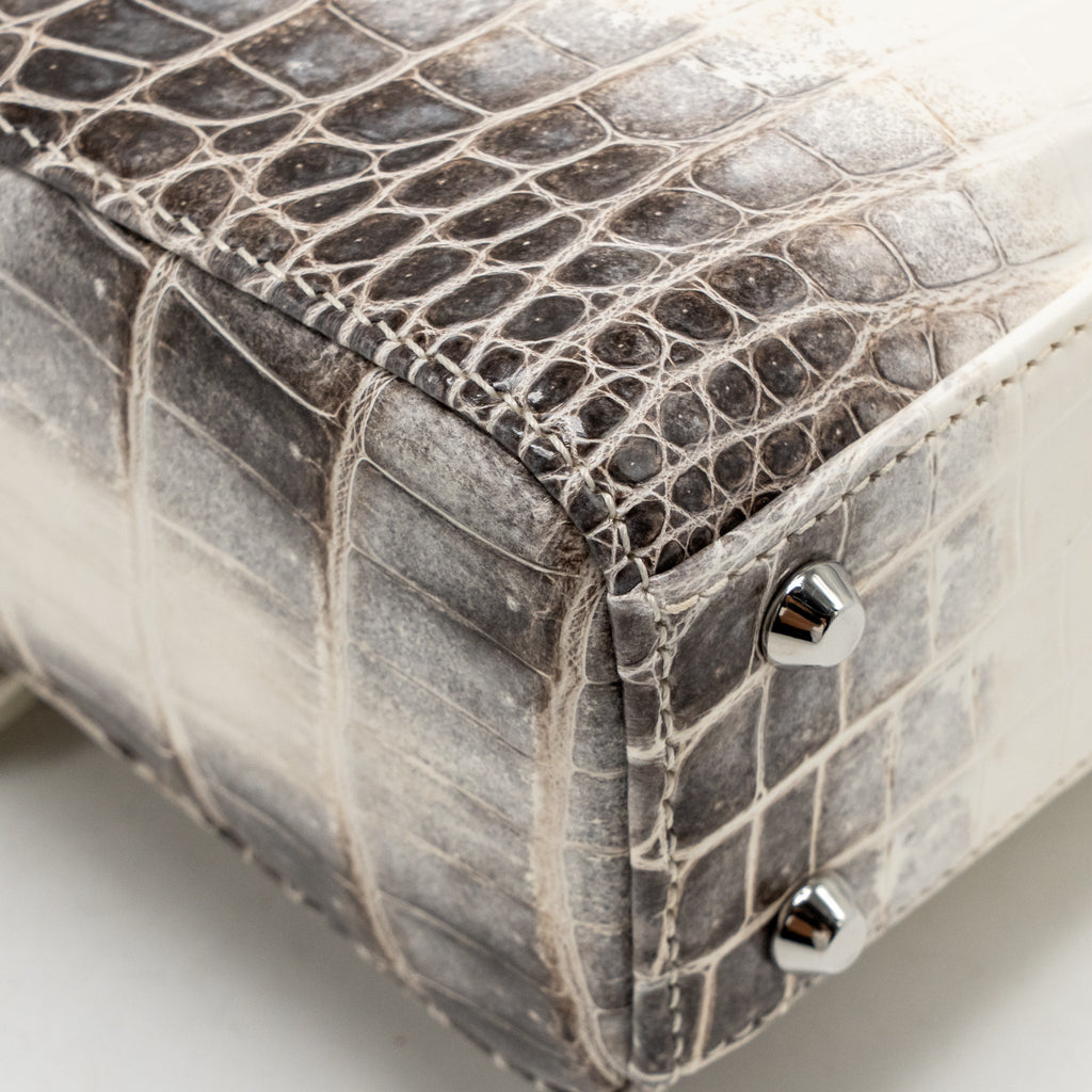 Dior Mini Lady Dior Himalayan Crocodile White/Grey SHW