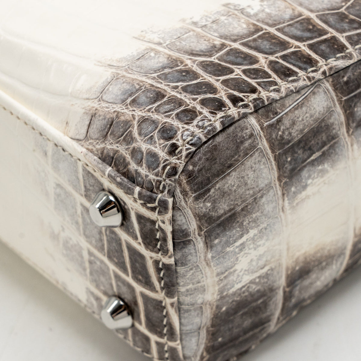 Dior Mini Lady Dior Himalayan Crocodile White/Grey SHW