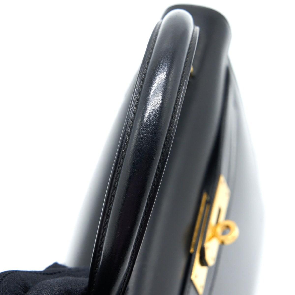Hermes Vintage Kelly 28 Box Black GHW Stamp Circle R