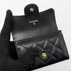 CHANEL CLASSIC FLAP CARD HOLDER CAVIAR BLACK GHW (MICROCHIP)