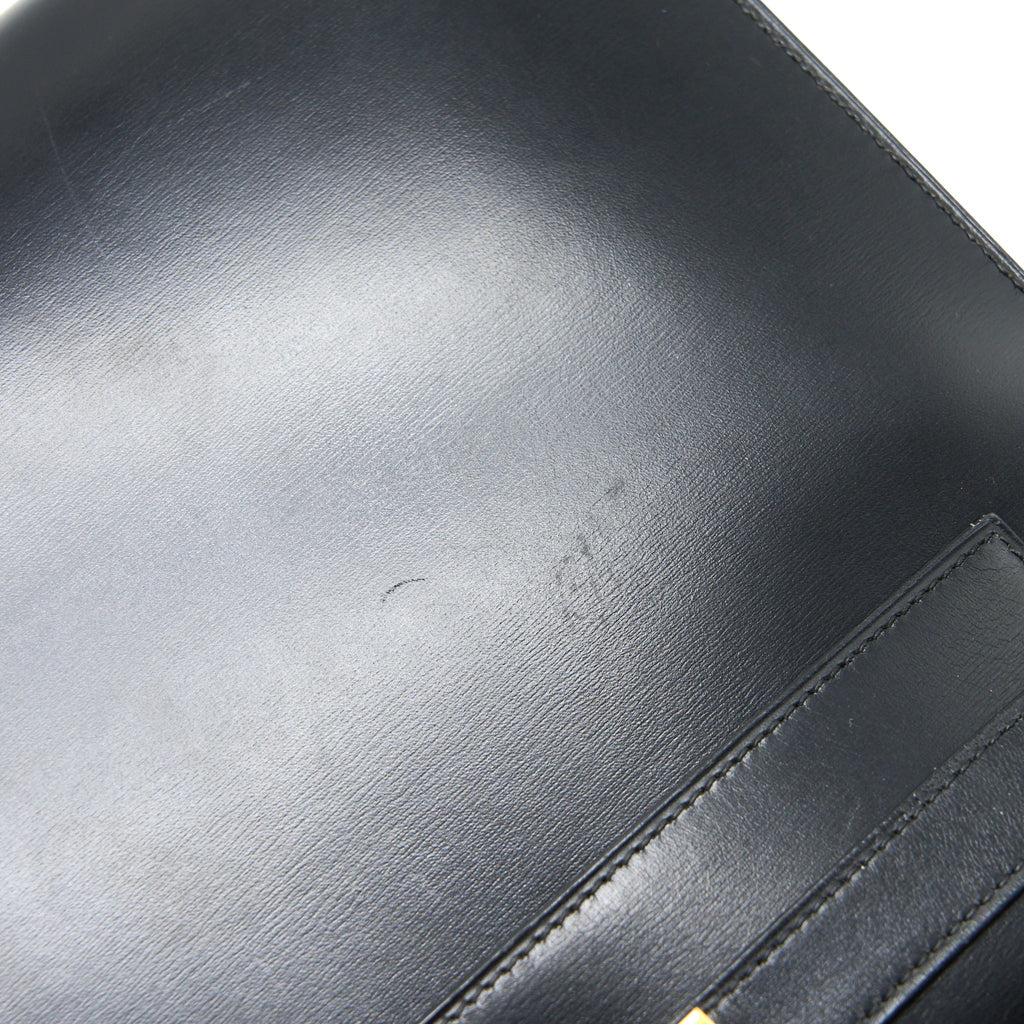Hermes Vintage Kelly 28 Box Black GHW Stamp Circle R