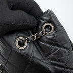 CHANEL SMALL GABRIELLE BACKPACK AGED CALFSKIN BLACK RUTHENIUM HARDWARE (MICROCHIP)