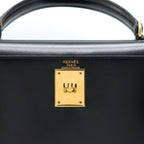 Hermes Vintage Kelly 28 Box Black GHW Stamp Circle R
