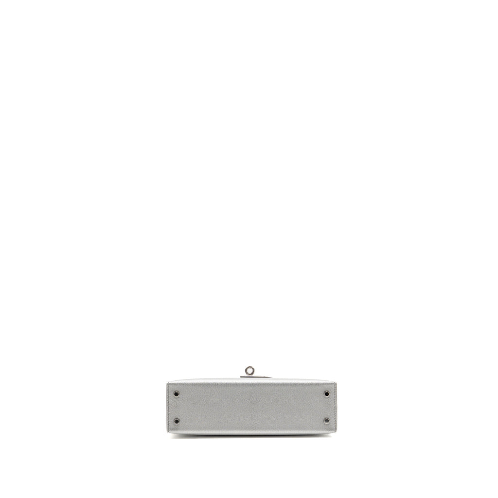 Hermes Mini Kelly II Chèvre Chamkilight Argent SHW