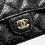 CHANEL CLASSIC FLAP CARD HOLDER CAVIAR BLACK GHW  (MICROCHIP)