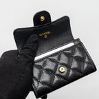 CHANEL CLASSIC FLAP CARD HOLDER CAVIAR BLACK GHW  (MICROCHIP)