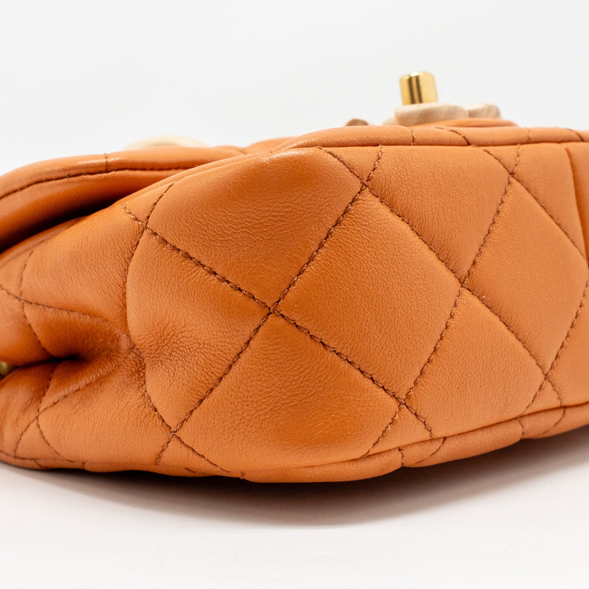 Chanel mini wenge wood flap bag metier d’art limited edition lambskin/wood orange GHW (microchip)