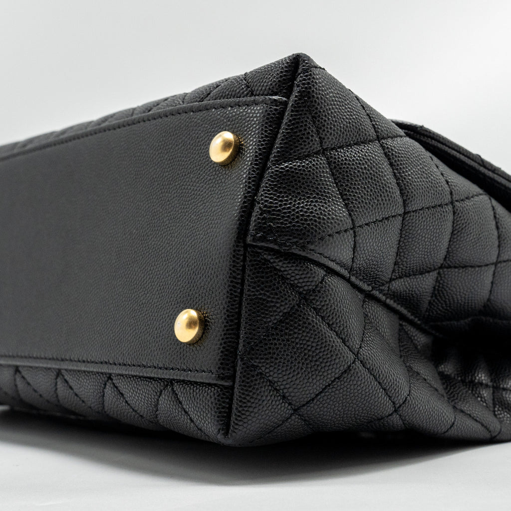 CHANEL MEDIUM COCO HANDLE LIMITED EDITION CAVIAR BLACK GHW (MICROCHIP)