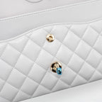 CHANEL CLASSIC MEDIUM DOUBLE FLAP BAG CAVIAR LIGHT GREY LGHW (MICROCHIP)