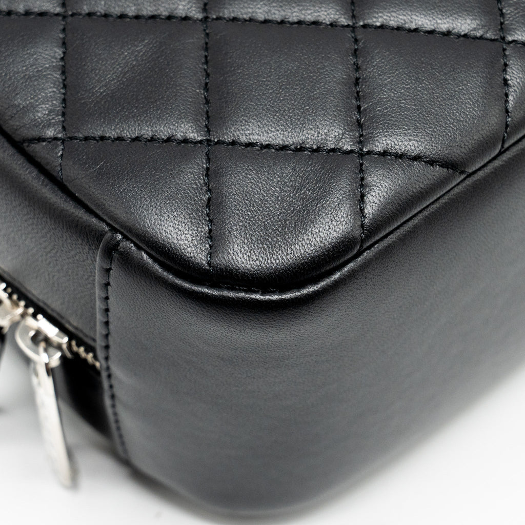 CHANEL QUILTED COSMETIC POUCH LAMBSKIN BLACK SHW
