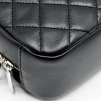 CHANEL QUILTED COSMETIC POUCH LAMBSKIN BLACK SHW