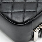 CHANEL QUILTED COSMETIC POUCH LAMBSKIN BLACK SHW