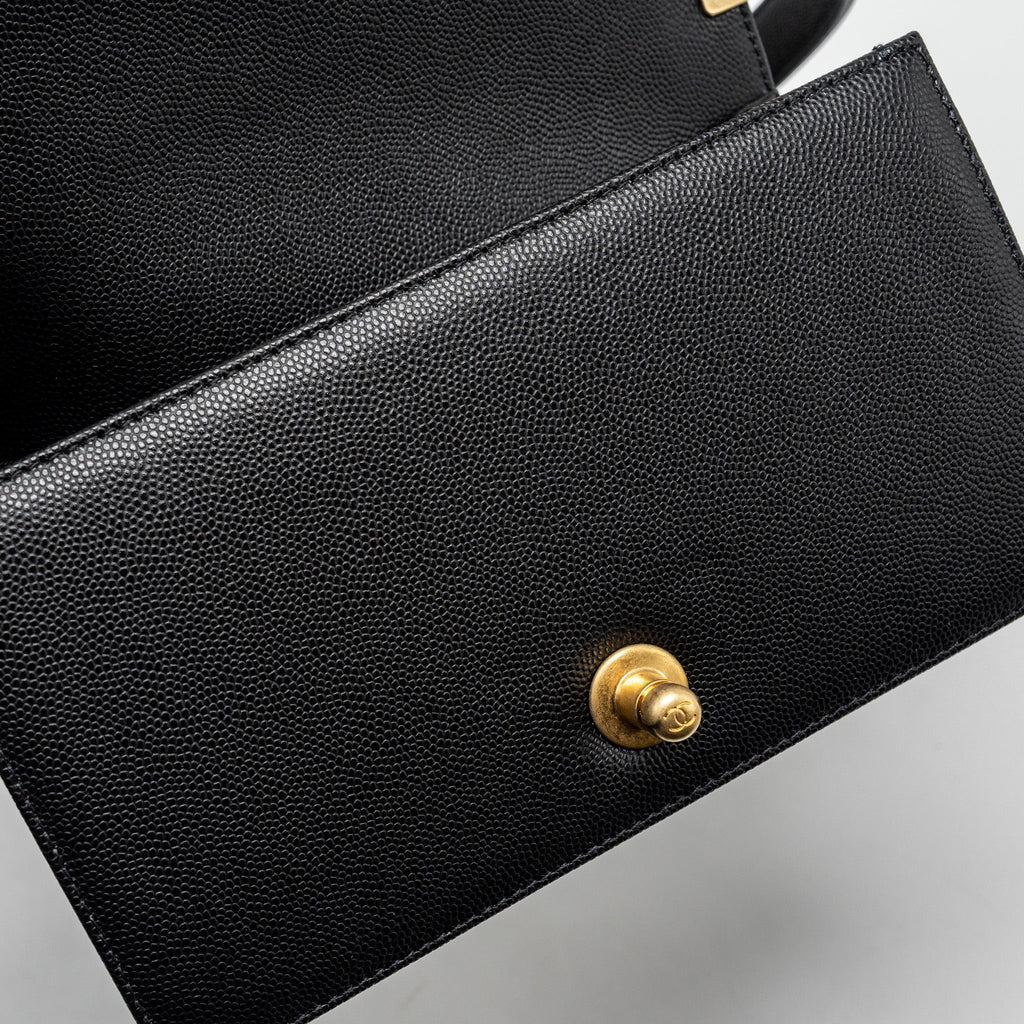 CHANEL SMALL BOY BAG CAVIAR BLACK GHW(MICROCHIP)